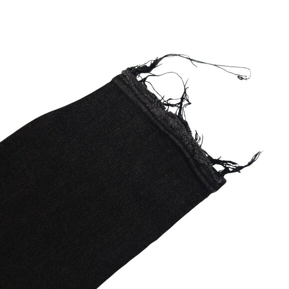 Womens 26 Black Grunge Skinny Jeans Emo Distressed Raw Hem Rocker Slim Casual - Picture 7 of 15